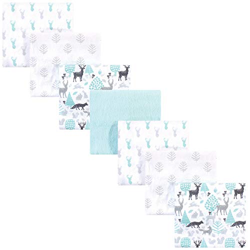 Image of Hudson Baby Unisex Baby Cotton Flannel Receiving Blankets Bundle, Linocut Woodland Neutral, One Size