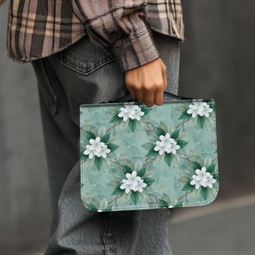 Housse de protection en cuir fleurs blanches pour document et livre - 7
