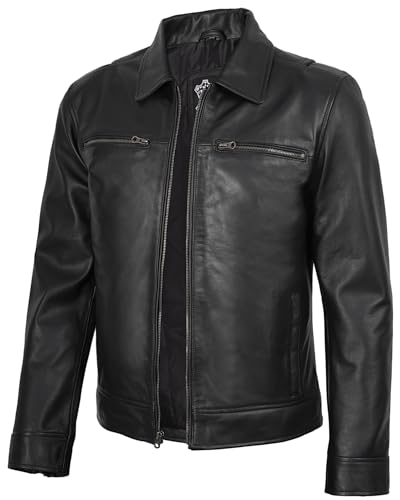 Image of Decrum Mens Leather Jacket - Real Lambskin Vintage Style Leather Jackets for Men