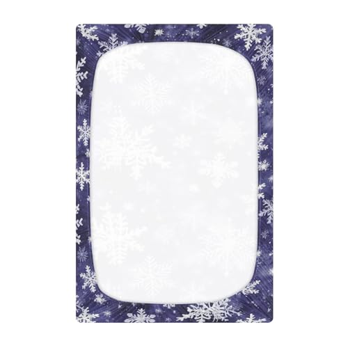 Image of Caikeny Fitted Crib Sheet for Boys Girls Purple Snowflakes Sliver Xmas Baby Crib Sheets Bassinet Sheets Crib Mattress Bed Sheets for Toddler Newborn Infant 27 x 39 in