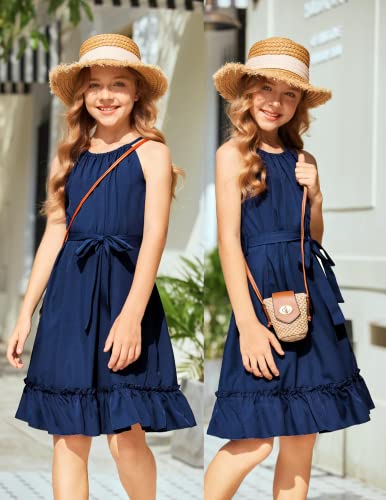 Arshiner Girls Summer Dress Halter Neck Sundress A-Line Swing Party Dresses4