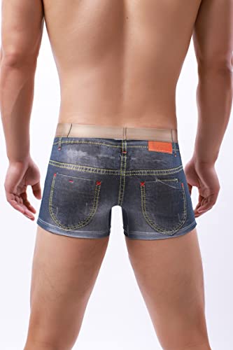 Men's Cotton 3D Denim Print Boxer Briefs Underwear Bulge Pouch Boxer Shorts Underwear4