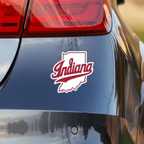 Image of Indiana University IU Hoosiers Script Indiana Over State of Indiana Weatherproof Vinyl Sticker Car Decal from Nudge Printing