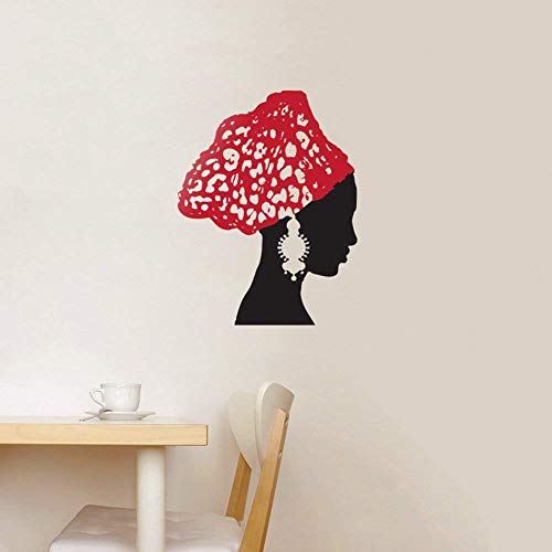 Fashionable african woman vintage earrings scarf art wall vinyl d…
