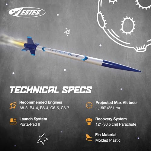 Estes 2483 Phantom Blue Rocket-Building Kit, Beginner Flying-Rocket-Model Kit for Ages 10+ - Image 5