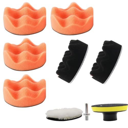 YehVeh 4 Inch Drill Buffing Pad Car Foam Polishing Pads Kit with Wool Buffing Wheel Buffer Polisher Attachment Set for 7 Inch/6 Inch Rotary Buffer Polisher Waxer Car Detailing Wax Polishing Machine