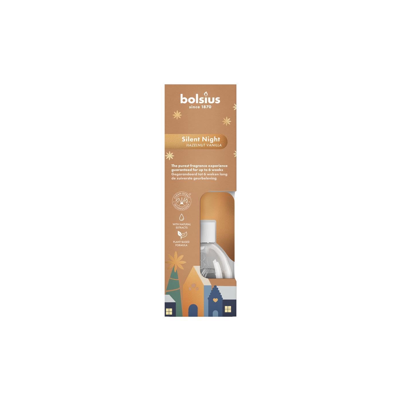 Bolsius - Fragrance Diffuser - Silent Night - 60 ml - Scent experience up to 6 weeks - Made with natural extracts