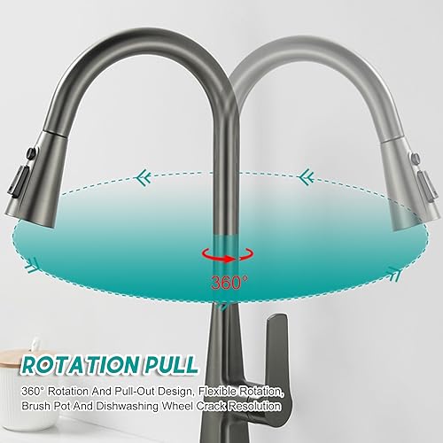 Robinet d'évier utilitaire avec douchette extractible pivotant à 360 degrés - 6