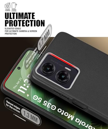Image of WOW IMAGINE Back Cover for Motorola Moto G35 5G | Ultra Slim Flexible Non-Slip Grip | Inner Fabric | Metal Camera Ring & Lightweight Soft Silicone Mobile Case - Black