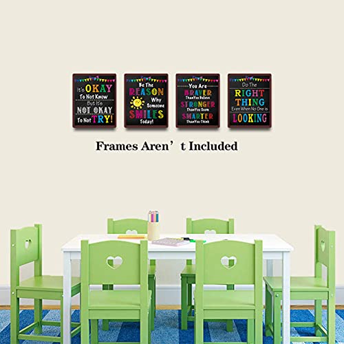Image of TANXM Unframed Growth Mindset Canvas Wall Art Set of 4 | Inspirational Anti Bully Motivational Wall Decor for Classroom Teen Bedroom School, 8x10 Inch