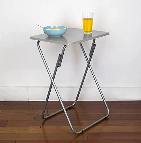 AAMEN Modern Style Grey Folding Table - Snack, TV Dinner, Laptop & Drinks Table - Indoor & Outdoor - 38 x 48 x 66 cm (Gray) - Image 2