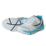 KD Cricket Shoes for Men Rubber Spikes Hockey Shoe, Multi Purpose Outdoor All Round Performance Footwear for Turf & Grass (White-Teal, us_Footwear_Size_System, Adult, Men, Numeric, Medium, Numeric_9)