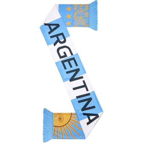 Eurzom 1 Pcs Soccer Scarf Soccer Fans Souvenir High Definition Universal Polyester Double Side Logo Print Scarf Gifts for Men Women (Argentina)