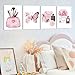 HPNIUB Fashion Wall Decor, Woman Makeup Wall Art Sign, Set Of 6 Piece (12x16inch,Framed) Pink Girly Beauty Room Pictures for Office Bedroom Bathroom Decoration, Pink Gift for Girls Room Boudoir Decor