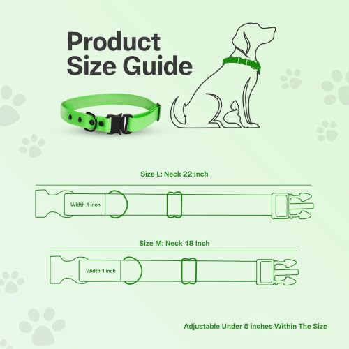 Image of Adil's Biothane Waterproof Dog Collar, Dog Leash & Collar Leash Combo | Heavy Duty TPU Coated Webbing | Adjustable Quick Release Buckle | Odour Resistant (Forest Green, L-22, Collar only)