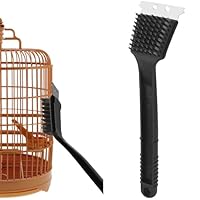 Vogelkäfigbürste, 1 x Vogelfutterstation, Reinigungsbürste mit Schaber, langer Griff, Edelstahl-Reinigungsbürste, Vogelkäfig-Zubehör für die Reinigung von Vogelkäfigen