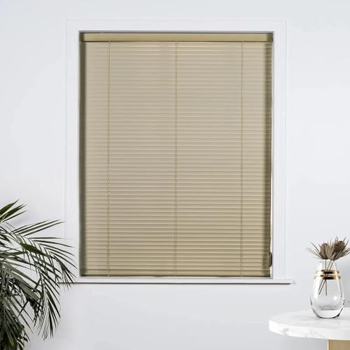 Persianas Venecianas de Interior de Aluminio de 25 mm, Opacas Personalizadas con Sistema de Elevación 4 en 1 – Fáciles de Instalar para Hogar Oficina o Baño(Marrón)