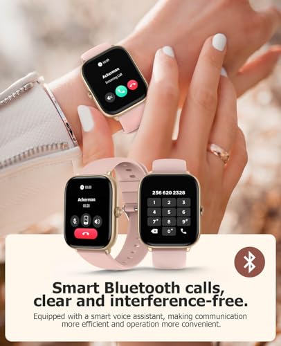 Image of Smart Watch for Women with Blood Pressure, 2.06 inch AMOLED Display, 118 Sports Modes, Fitness Tracker, Heart Rate /SpO2 /Sleep /Stress Monitor, IP68 Waterproof, Pink Liquid Silicone Strap for iPhone Android