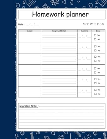 Homework Assignment Logbook: Undated Daily Assignment Checklist ...