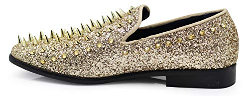 Image of SPK16 Men's Vintage Spike Dress Loafers Slip On Fashion Shoes Classic Tuxedo Dress Shoes