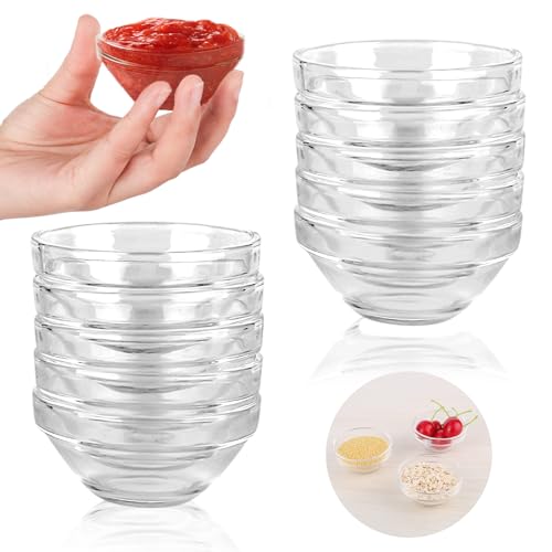 Trendecor 10 Stück Dipschalen, Kleine Glasschale 7.5cm Dessertschalen Glas Dessertschalen Rund Dip-Schälchen aus Glas Schale für Spülmaschine und Mikrowelle Dessert Marmeladen Konfitürene