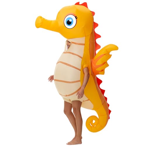 Spinosaurus Inflatable Seahorse Costume for Adult Halloween Blow Up Costume Funny Inflatable Sea Animal Costumes for Men Women