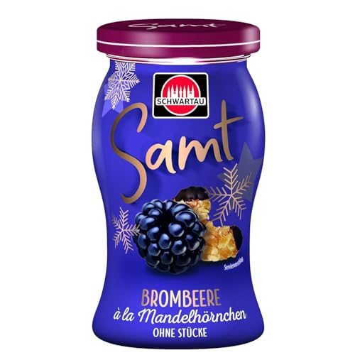 Schwartau Samt Winter-Edition Brombeere à la Mandelhörnchen | Fruchtaufstrich ohne Stücke & Kerne | Cremig-feiner Genuss für ein festliches Frühstück & winterliche Backideen | 270 g Glas