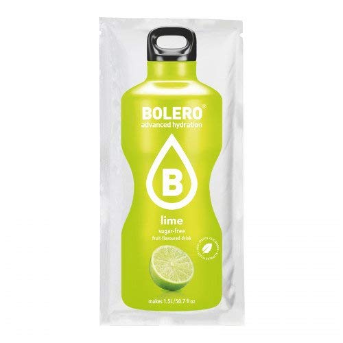 BOLERO Drinks 96 bustine da 9 grammi gusto LIME - Preparato istantaneo per Bevande con Stevia e Vitamina C e Senza Zucchero