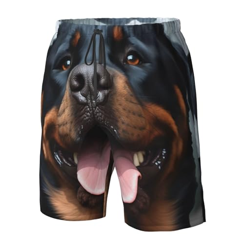 Rottweiler Dogs Tongue Head Men's Casual Shorts Drawstring Summer Beach Shorts Quick Dry Bathing Suits Hawaii Swim Trunks4