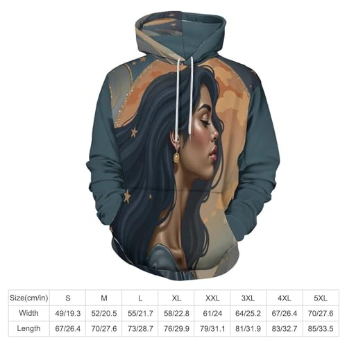 Sweat à Capuche 3D Imprimé Aquarelle Rêveuse Lune Pull Unisexe Tendance à Poches - 6