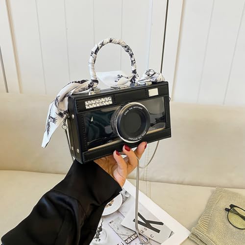 Camera Shaped Purse Handbag, PU Leather Casual Fashion Funny Snapshot Shoulder Bag, Vintage Novelty Box Crossbody Clutch3