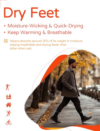 Alpaca Socks for Men & Women (2 Pairs) Moisture Wicking Warm Casual Alpaca Crew Wool Socks for Hunting Hiking4