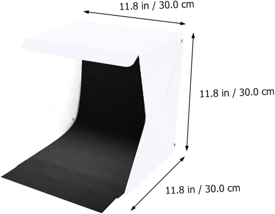 BESPORTBLE Portable LED Light Box Photography Tent with Black and White Backdrops, 30Cm Foldable Photo Studio Lighting Kit for Product Photography and Photo Shoots
