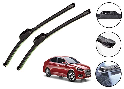Image of Auto Hub Car Wiper Blades Compatibility With Hyundai Verna 2017 - Set of 2 Pcs (D-24,P-16)