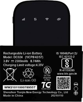 Original H12348 | DC024 | WD670 Battery for Reliance JioFi 2 | M2 | M2S | Airtel My WiFi AMF-311WW 4G Hotspot | ZTE Wipod Airtel 4G Hotspot-Z6(2300mAh)