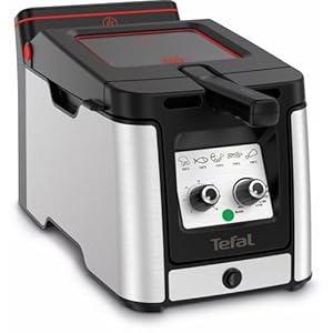 Tefal Clear Duo Fritteuse, frittieren mit weniger Rauch/Gerüchen, Kapazität 1, 2 Kg, Thermostat, Timer, großes Sichtfenster ohne Beschlagen, spülmaschinenfest, schwarz, Edelstahl, Friteuse FR600D