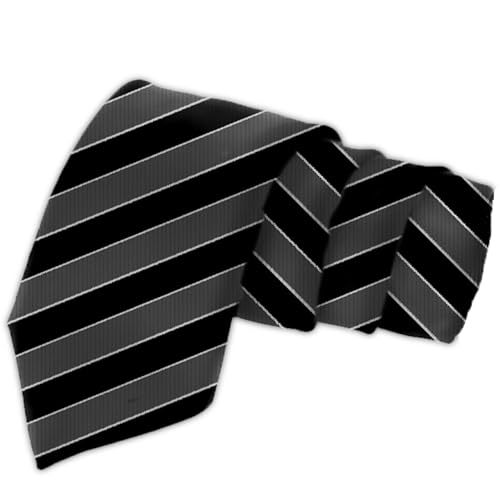 Image of BLACKSMITH Black & Grey Stripe Neck Tie for Office Wear, Formal Ties for Men - 3 inch Smart Width Necktie