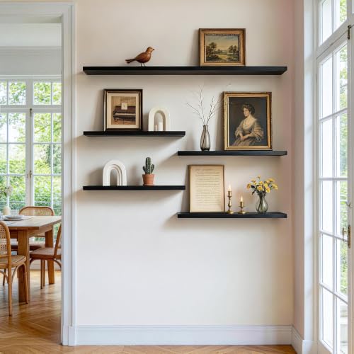 Image of BAYKA Black Floating Shelves 22.5in, Set of 3, Wall Mounted for Wall Decor (Pack of 2)