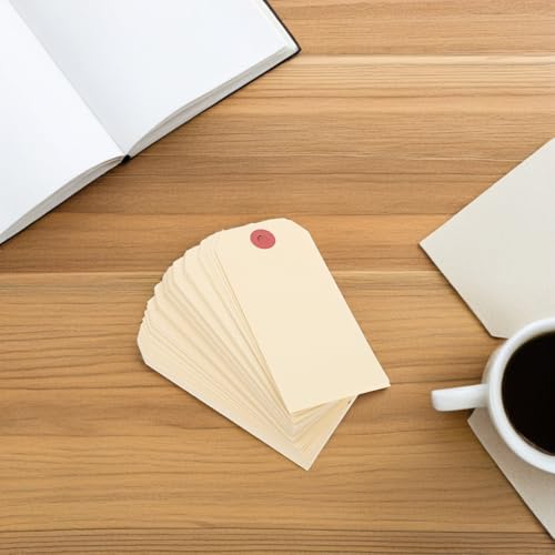 HOMSFOU Versandkabel-Tags Manila Draht-Tags Mit Ösen 4.72X2.36 Zoll Leere Verpackungsetiketten Braun Metallverstärkt 100 Stück Für Industrie Und Versand