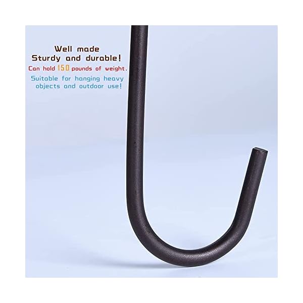 6 schwarze S-Haken, strapazierfähige Metallhaken, hält bis zu 200 kg, für Küche, Büro, Garten oder Outdoor-Aktivitäten. – Bild 6