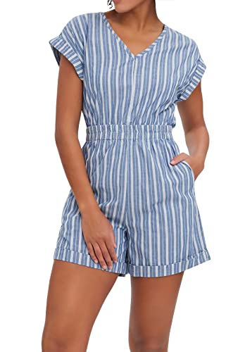 VERO MODA Damen Jumpsuit VMPaulina Kurz-Overall mit Streifen 10264319...