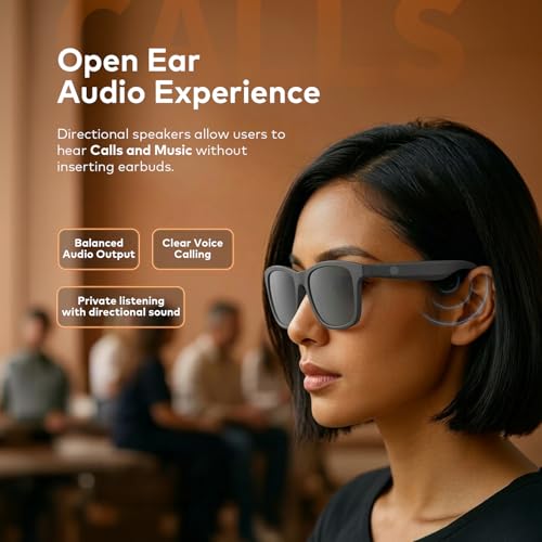 Image of itel Glide Smart Glasses for Men, Women| Open-Ear Audio with Smart Directional Speakers | Bluetooth v5.4 | Touch Control for Music, Calls & Voice Assistant | Up to 5 Hours Playtime| Magnetic Charging