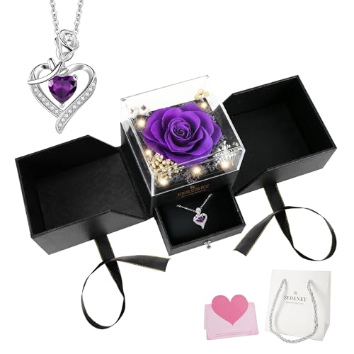 Sereney Preserved Sunflower Gifts for Women, Sunflower Necklace You are My Sunshine as Christmas Day Gift for Her, Silver Necklace Anniversary Birthday Gifts for Wife Daughter Girlfriend