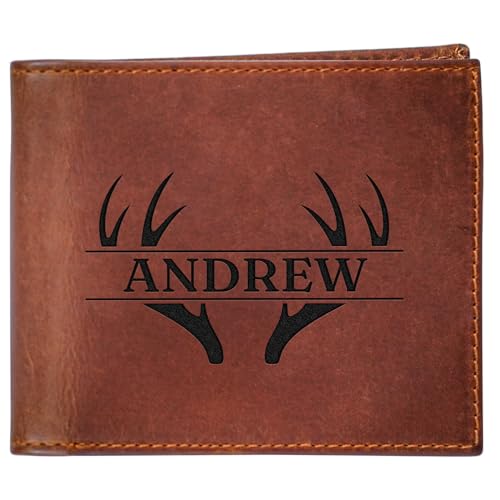 Personalized Leather Wallet for Men, Custom Monogram Gift Wallet for Mens, Birthday Present for Dad, Son, Grandfather, Boyfriend, Father's Day, Wedding Anniversary, Birthday, Graduation, Christmas