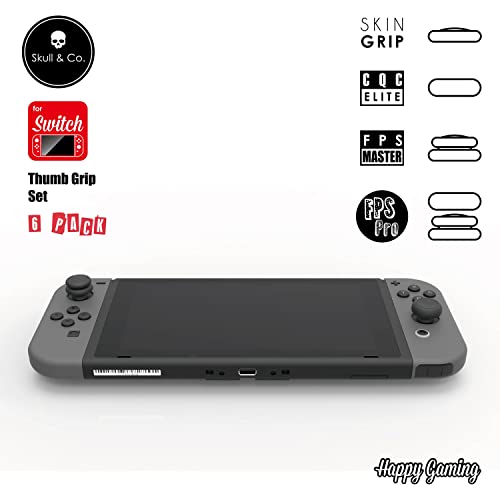 Skull & Co. Skin, Cqc And Fps Thumb Grips Set Joystick Cap Analog Stick Cap For Nintendo Switch Joy-Con Controller - Black, 3 Pairs (6Pcs) #TOP5