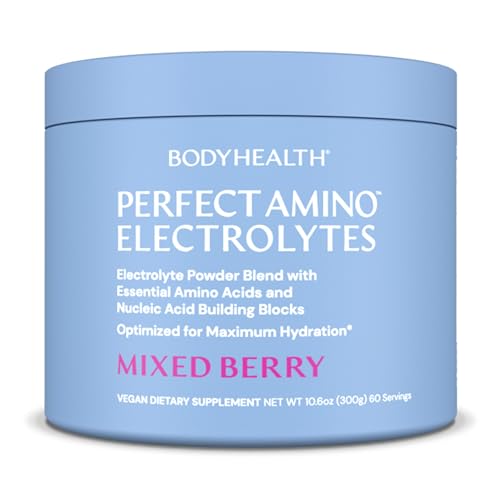 Image of BodyHealth PerfectAmino Electrolytes Powder No Sugar, Keto Sugar Free Fasting Electrolytes Drink Mix, Hydration Powder with Trace Minerals - Mixed Berry - 60 Servings