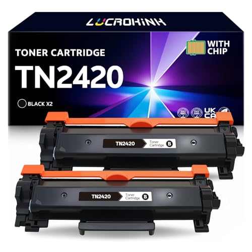 LUCROKINK TN2420 Toner Cartridges Compatible with TN2421 TN-2420 2 Pack Compatible with Brother DCP-L2510D HL-L2350DW MFC-L2710DW DCP-L2530DW DCP-L2537DW DCP-L2550DN MFC-L2710DN Printer (2*Black)