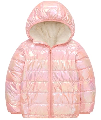 Image of Lovekider 4-12 Years Girls Hooded Puffer Jacket Warmth Padded Winter Coat | Metallic Shine Fabric, Fleece Lining, Windproof, Water Resistant, Keep Warm, Down Alternative, for Cold Weather