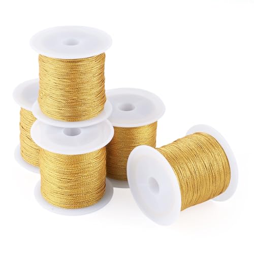 Hilos metálicos dorados 5 rollos 5 grosores para bordado miniatura 1