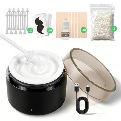 Waxfans Nose Waxing Kit for Men and Women - Nose Hair Wax KitFacial Waxing Kit with Mini Waxing Pot USB Rapid Heating Constant Temperature100g Wax Beads 20 Applicators 10 Wooden Sticks